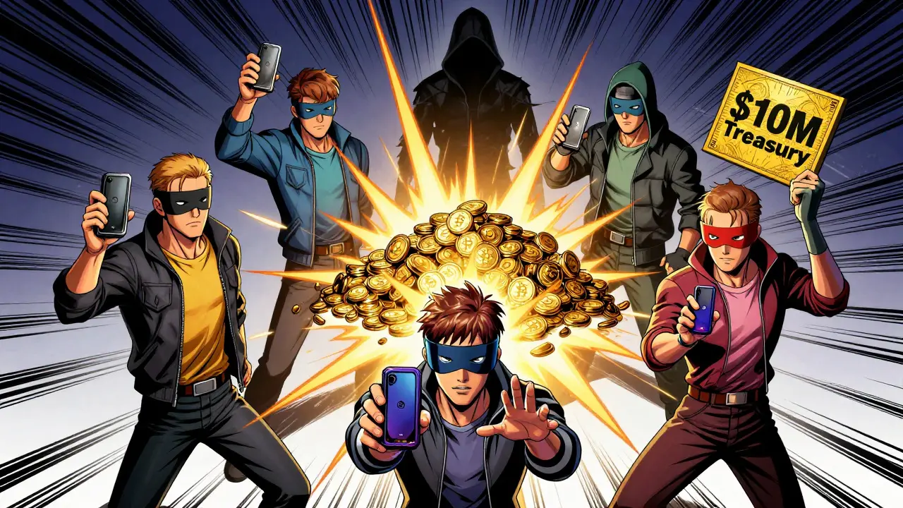 Five DAO members using hardware wallets to block a hacker from stealing a M crypto treasury.