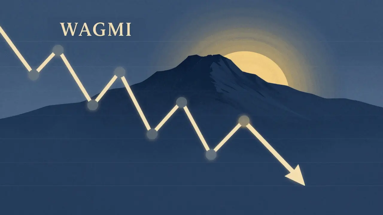 Bearish market chart with roadmap symbol indicating future growth potential.