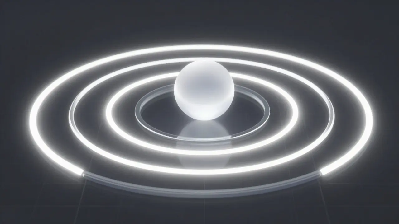 Glowing orb expanding into rings representing leverage levels