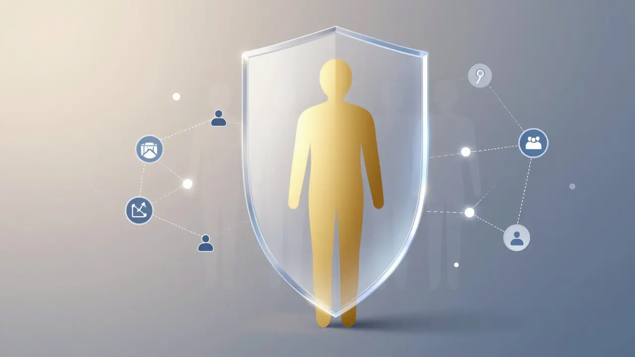 Security shield filtering fake bot profiles to verify real users.