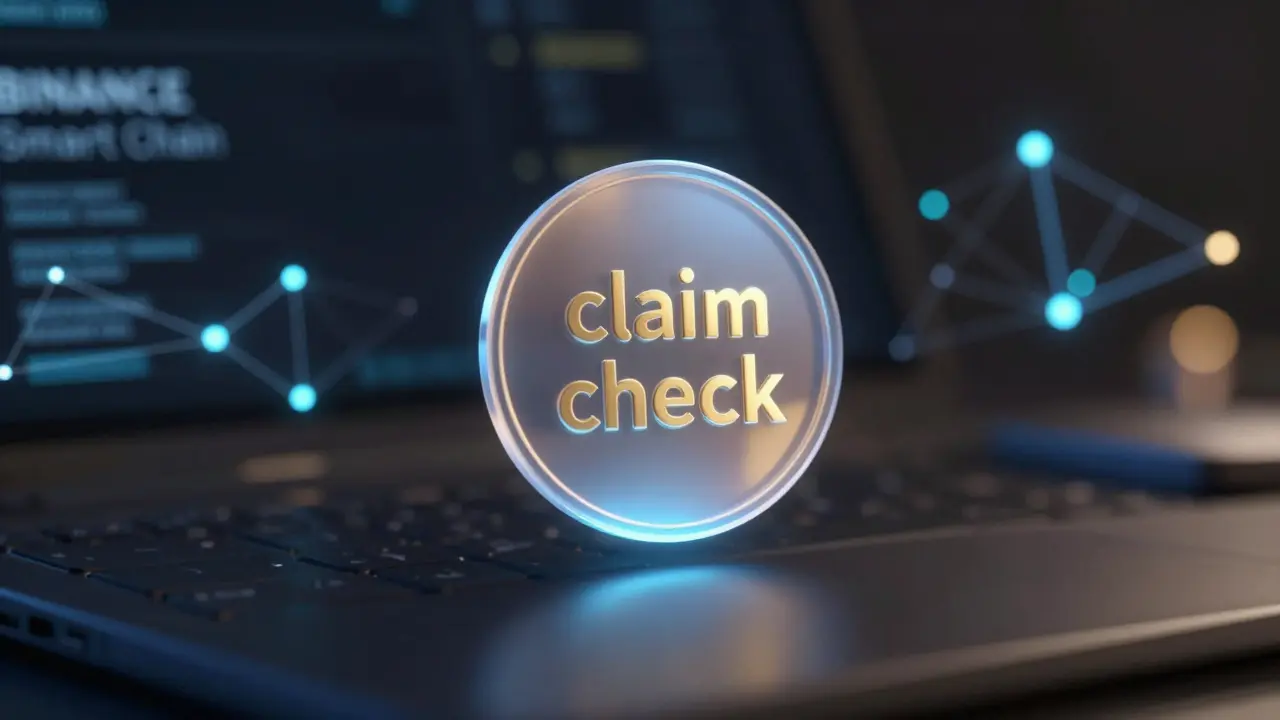 Holographic derivative token floating over a dark surface with a glowing blockchain network background.