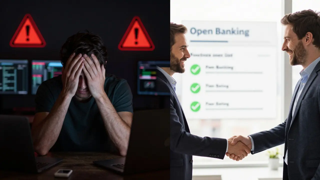 Contrast between blocked banking struggles and successful global partnerships for crypto firms