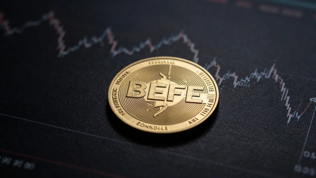 Golden crypto token in shadow symbolizing market volatility and investment risk.