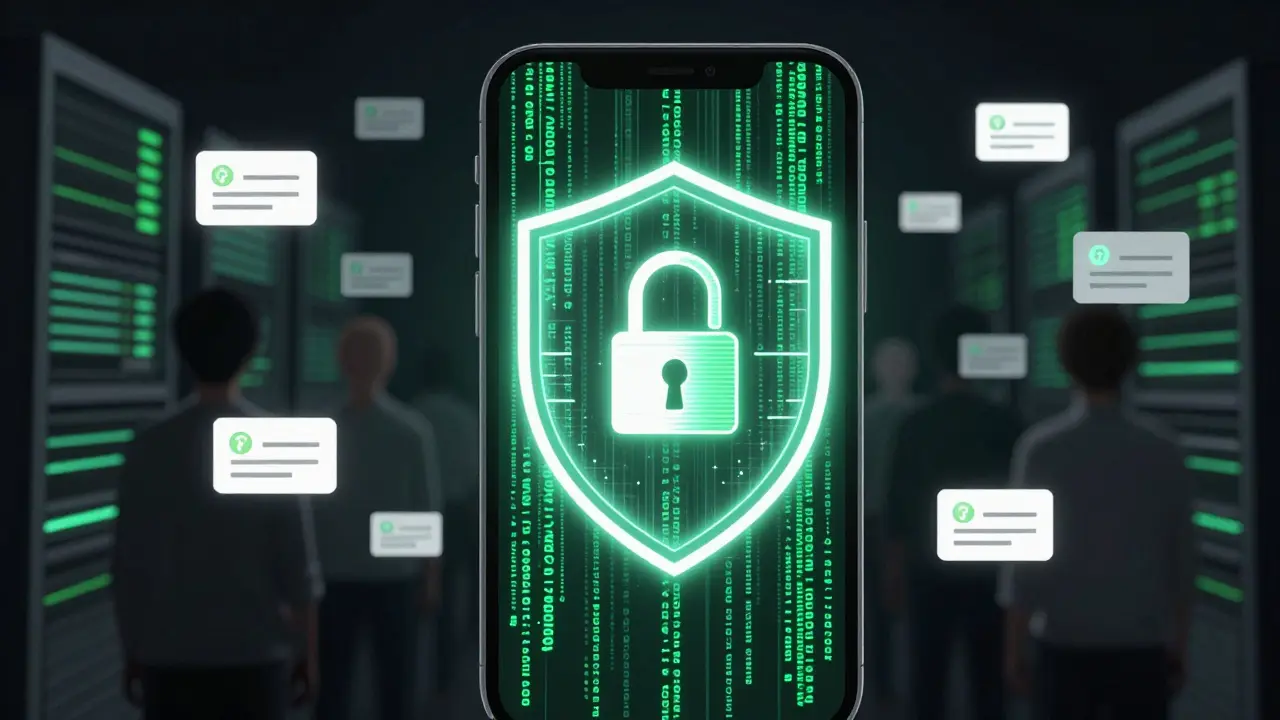 Smartphone protected by digital encryption shield