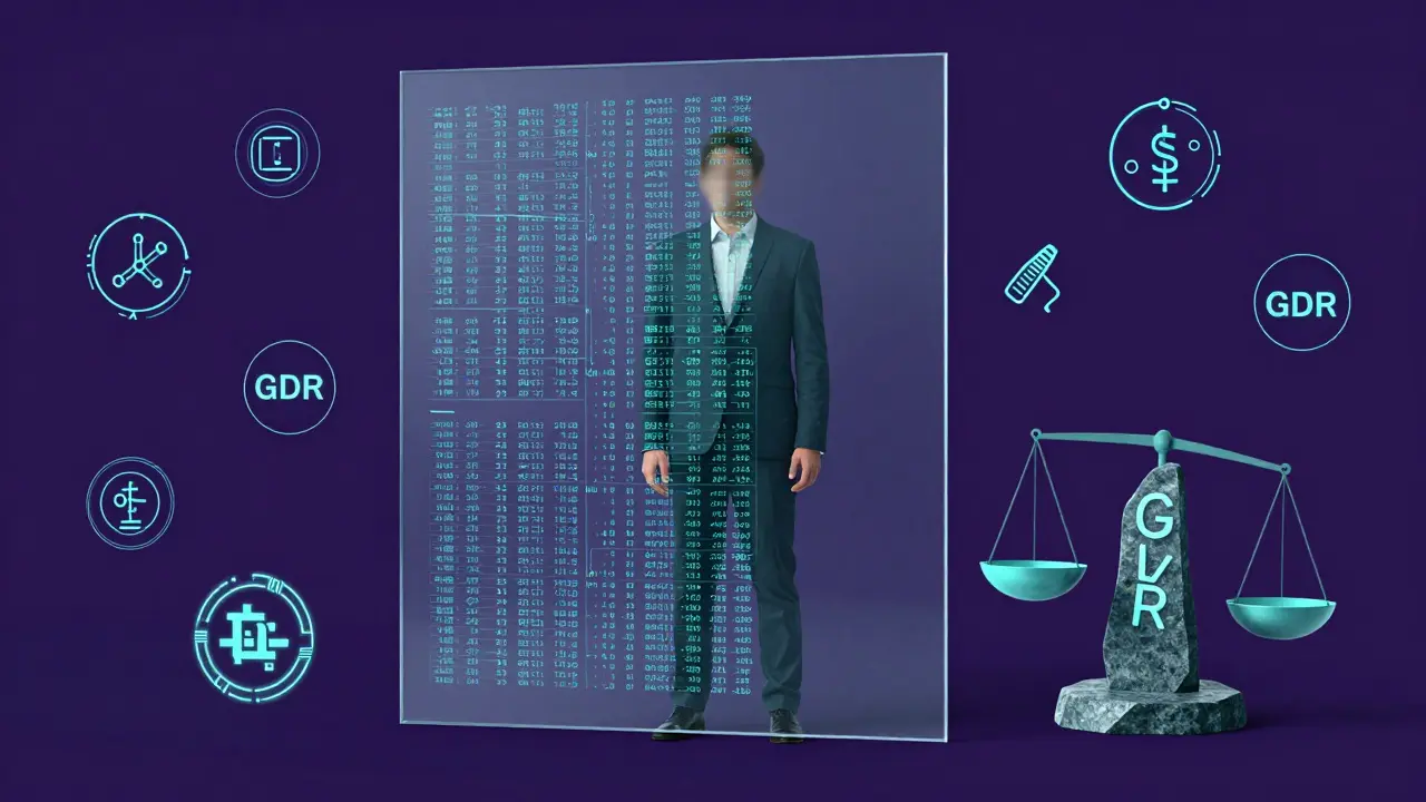 Abstract art showing conflict between voter privacy and blockchain transparency