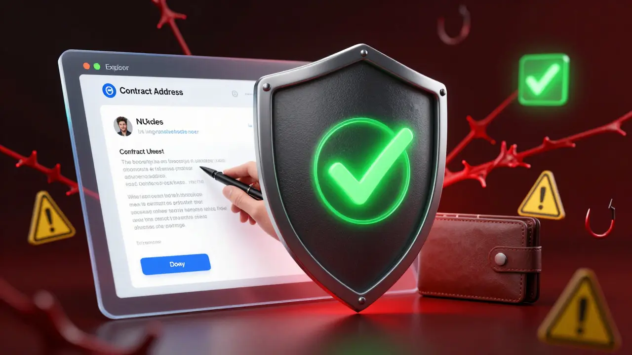Digital shield protecting crypto wallet from scams
