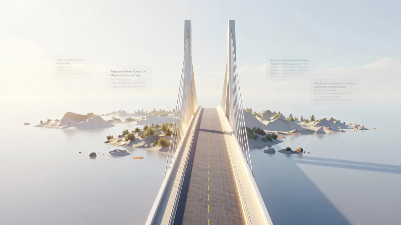 Futuristic bridge symbolizing future harmonization of US crypto regulations