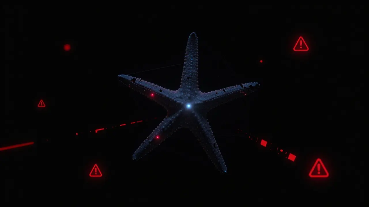 Sparse starfish network diagram showing low liquidity