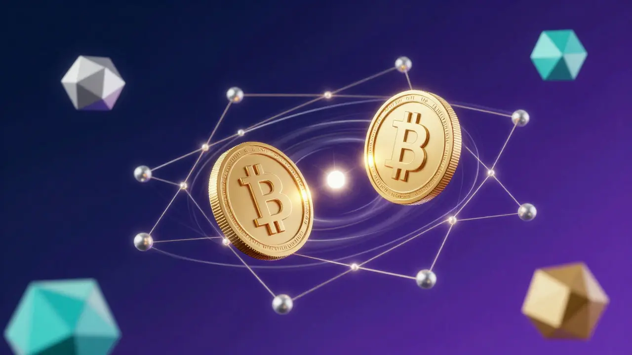 Abstract 3D visualization of decentralized token swaps