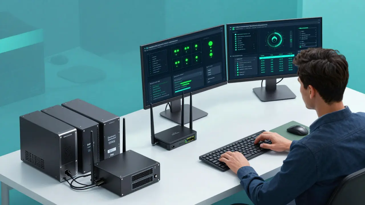 Secure validator setup with redundant hardware and monitoring screens