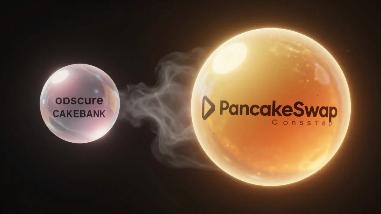 Two contrasting spheres representing small and large crypto projects