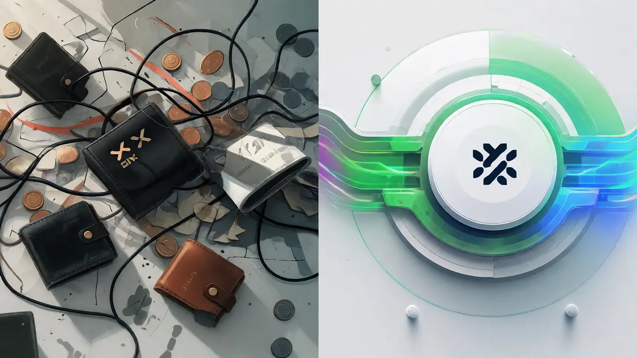 Contrast between chaotic fragmented wallets and unified streamlined trading hub