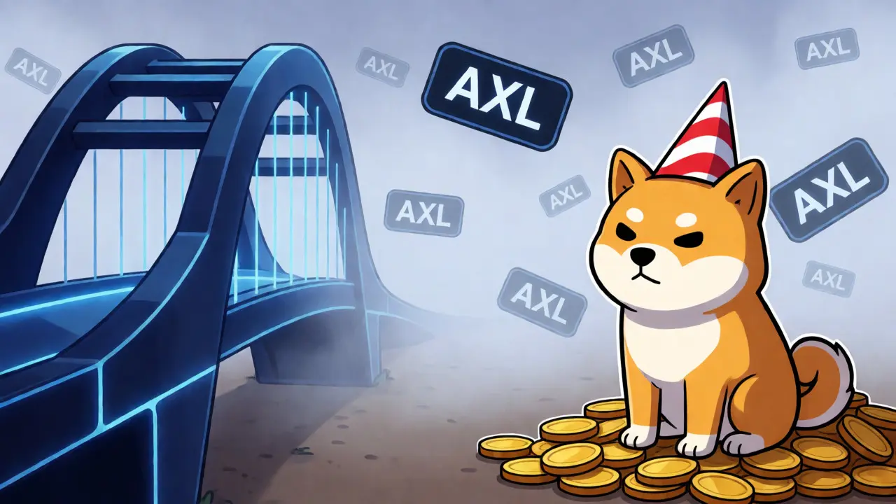 Illustration comparing legit Axelar protocol vs meme coin