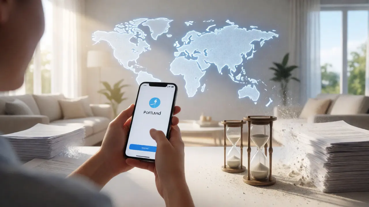 Person sending instant global payments via smartphone app